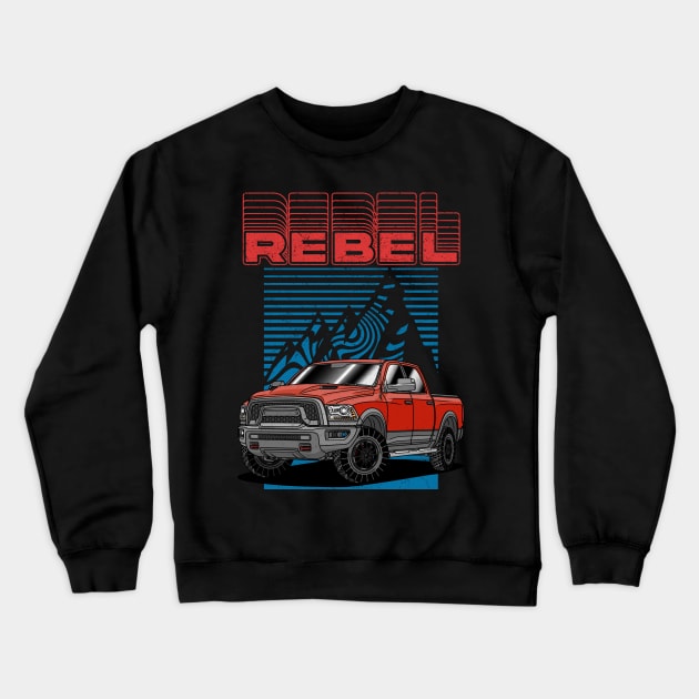 American Pickup Truck RAM 1500 Rebel Crewneck Sweatshirt by Guyvit